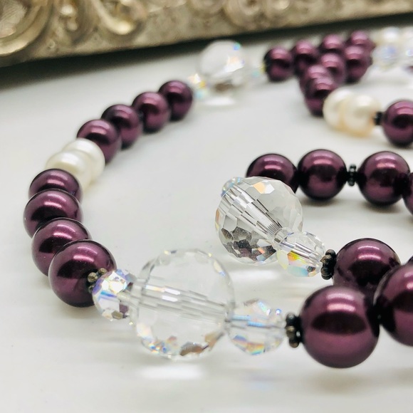 Vintage Deco Crystal Glass Pearl Necklace - Picture 3 of 15